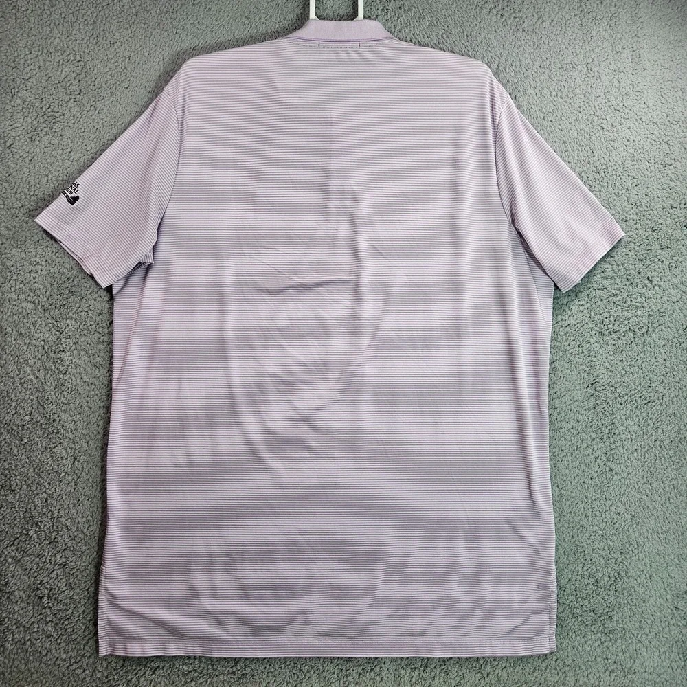 RLX‎ Ralph Lauren Polo Shirt Men XL Short Sleeve Purple White Striped Golf - XL